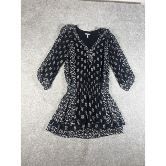 Joie Womens 100% Silk Long Sleeve Short Dress Black White Size‎ Small Lined - Picture 3 of 10